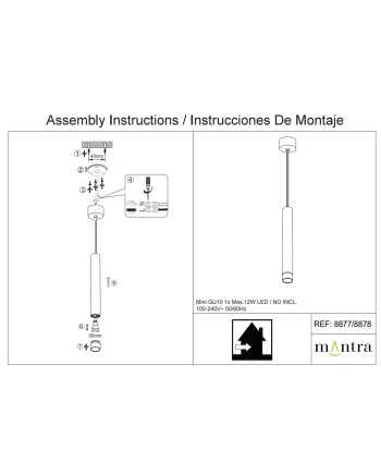 SPLIT * COLGANTE MINI GU10 NEGRO